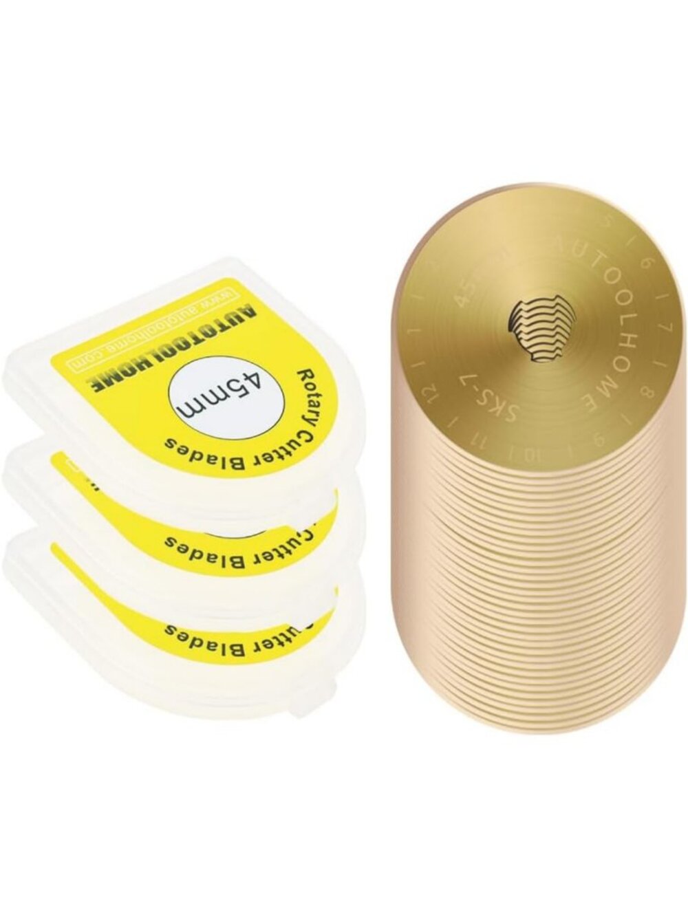 45mm Rotary Cutter Blades - Titanium Coated, 50 Pack for Fabric Cutting